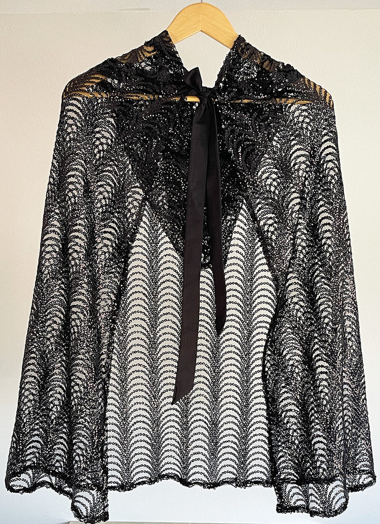 Black Lightweight Sequin Cape